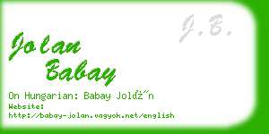 jolan babay business card
